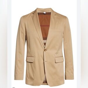 Burberry men’s Saddlewood Slim Fit Tailored Cotton Twill Blazer in Archive Beige